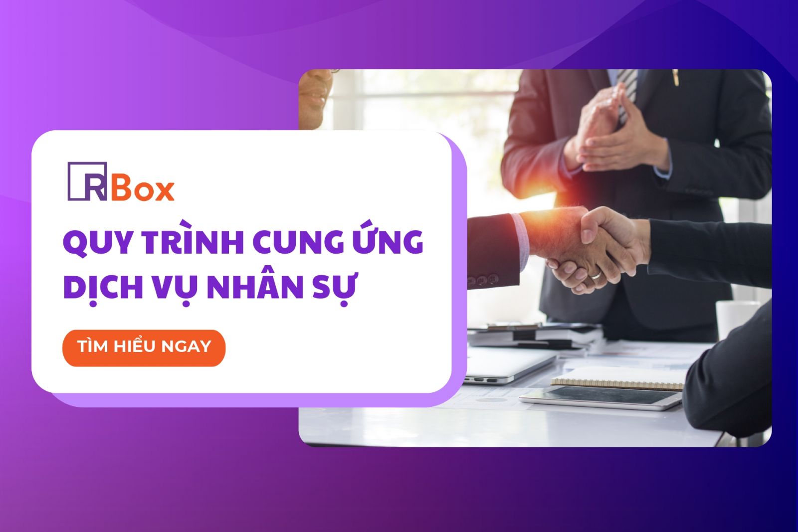 RBox Banner – HR Service Delivery Process illustrating collaboration between businesses and HR experts